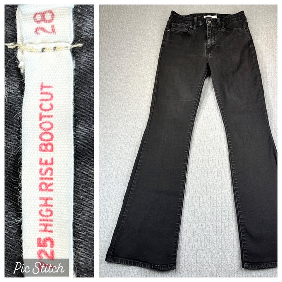 Levi's 725 High Rise Bootcut Jeans Women's Size 28(25X31) Black Wash Denim - Picture 1 of 13